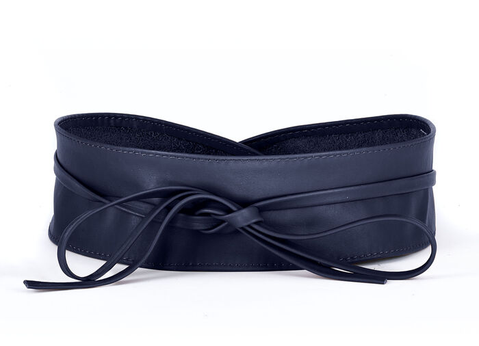 Modischer Leder-Bindegürtel, 8 cm breit  DUNKELBLAU