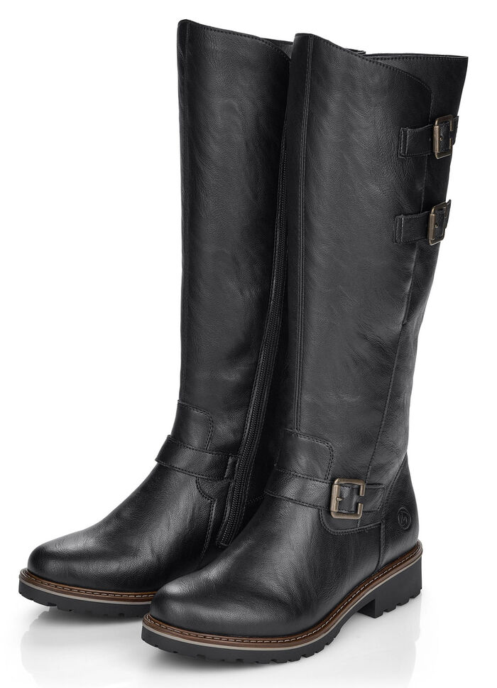 Remonte, gef&uuml;tterte Damen-Stiefel, Winterschuhe, Weite G, mit Lammfell SCHWARZ
