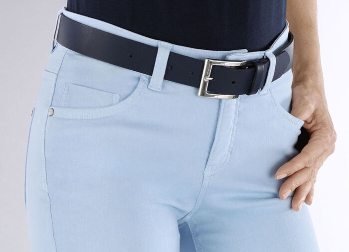 Trendiger Damen-G&uuml;rtel aus Leder, 3,5 cm breit MARINE