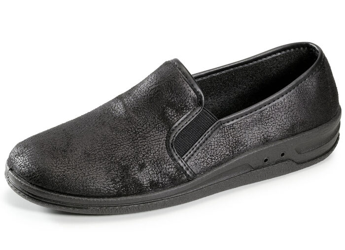 Hausschuh mit Antik-Prägung SCHWARZ