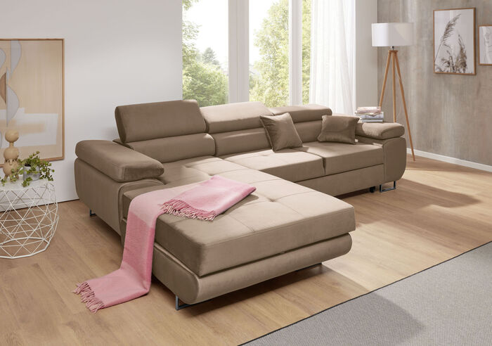 Polstermöbel mit Funktion und verstellbaren Kopfstützen HELLBRAUN