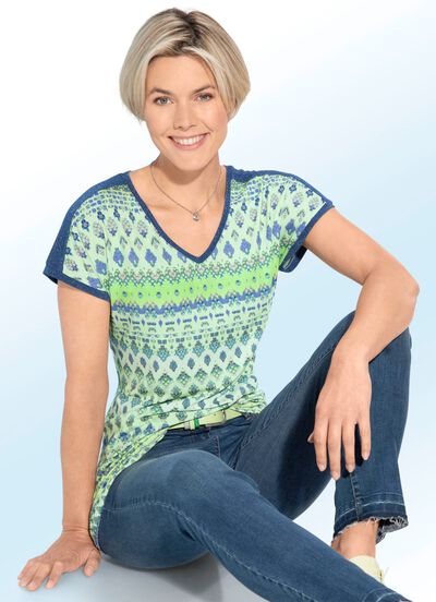 Shirt mit silberfarbenem Glanzgarn 