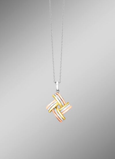 Modischer Knoten-Anh&auml;nger in Tricolor mit Ankerkette 