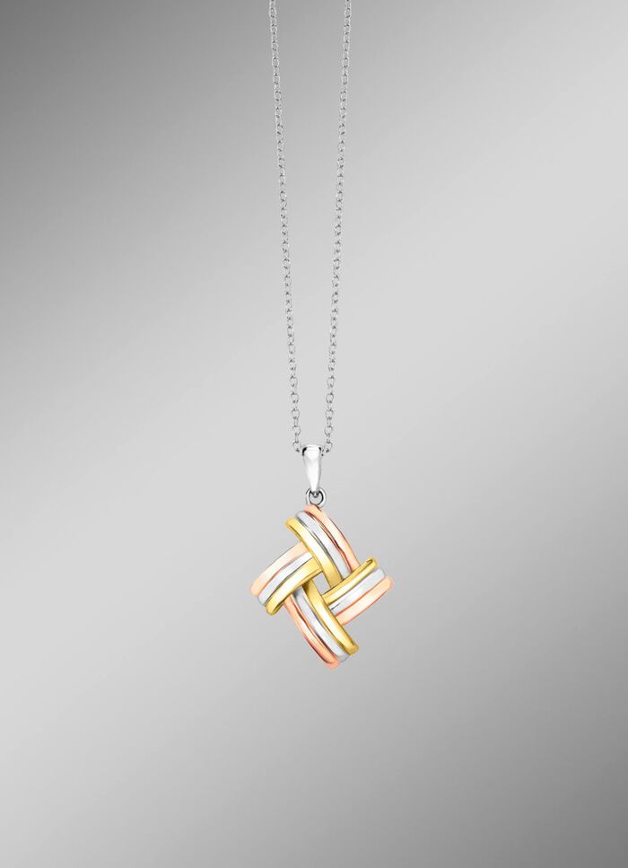 Modischer Knoten-Anh&auml;nger in Tricolor mit Ankerkette 