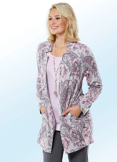 Long-Strickjacke mit modischem Kragen 
