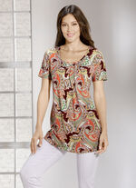 Allover gemustertes Longshirt  BRAUN-ECRU