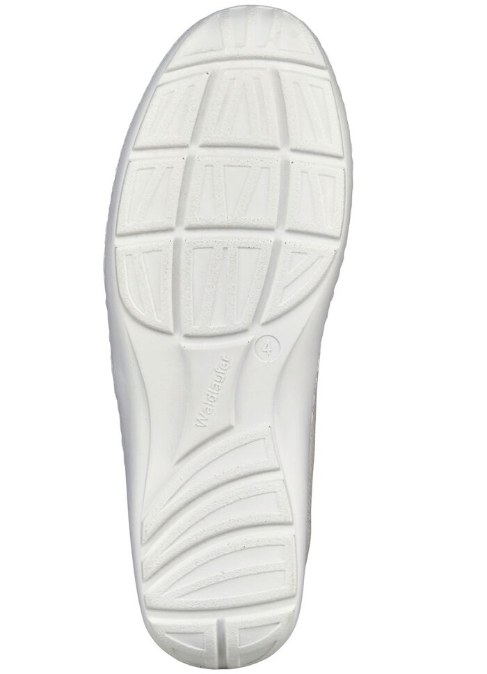 Waldl&auml;ufer, bequeme Damen-Slipper, Weite H, mit herausnehmbarem Fu&szlig;bett NATURWEISS