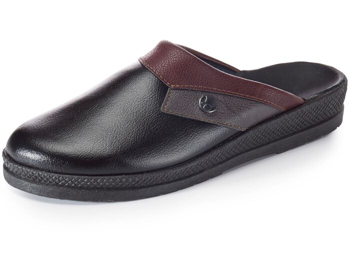 Pantolette mit anatomisch geformten Tieffu&szlig;bett SCHWARZ-BORDEAUX-GRAU