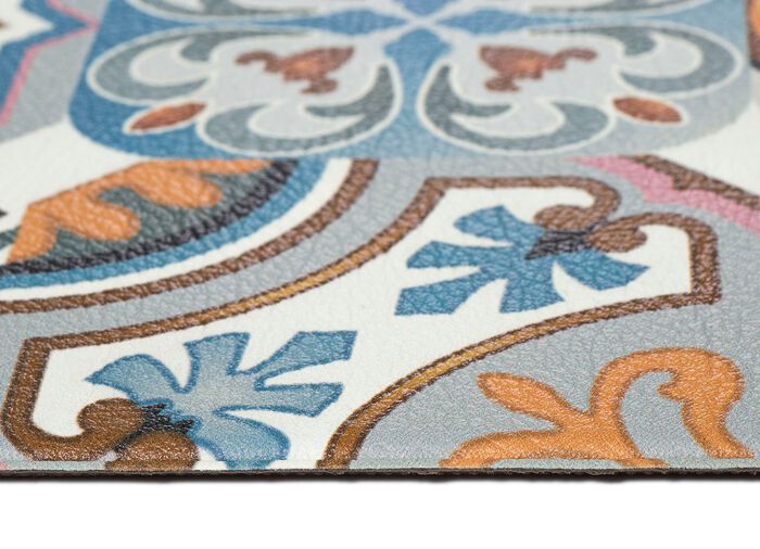 Strapazierf&auml;higer K&uuml;chenl&auml;ufer und -teppich im Fliesen-Design BLAU-GRAU