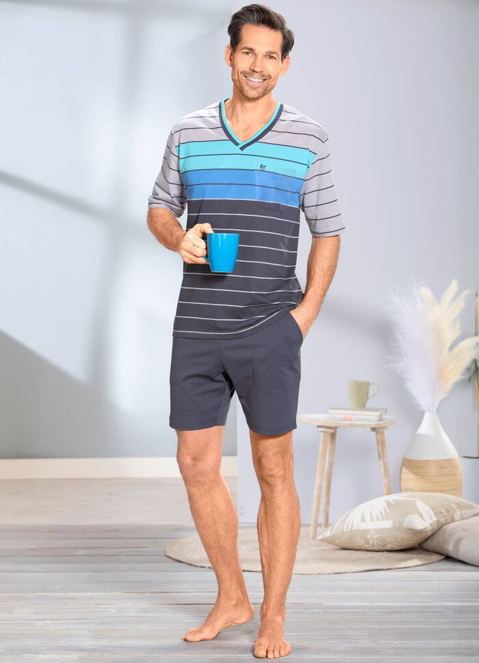 Hajo Klima Komfort Shorty mit V-Ausschnitt und garngef&auml;rbtem Ringel 