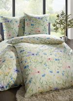 Beidseitig bedruckte Bettw&auml;sche-Garnitur mit Rei&szlig;verschluss GR&Uuml;N