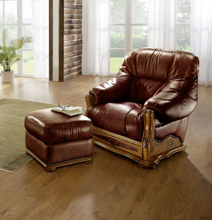 Italienische Polstermöbel mit Bezug aus echtem Leder BRAUN