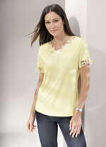 Shirt mit floraler Spitze in 5 Farben GELB