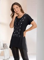 Longshirt mit &uuml;berschnittener Schulterpartie SCHWARZ