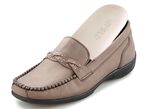 ELENA EDEN, bequeme Damen-Slipper, Weite H, mit herausnehmbarem Fu&szlig;bett TAUPE