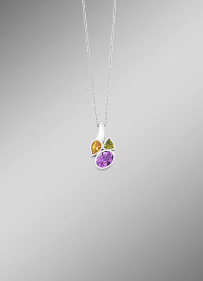 Anh&auml;nger mit echt Amethyst, echt Citrin und echt Peridot 