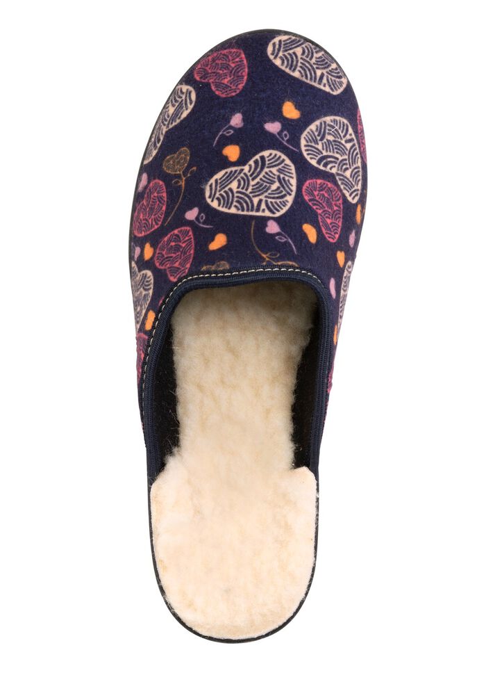 Zweierpack, gef&uuml;tterte Damen-Hausschuhe, Weite H, mit Textildruck 1X BORDEAUX, 1X MARINE