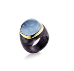 Damenring mit echt Aquamarin und Ringschiene aus echter Jade