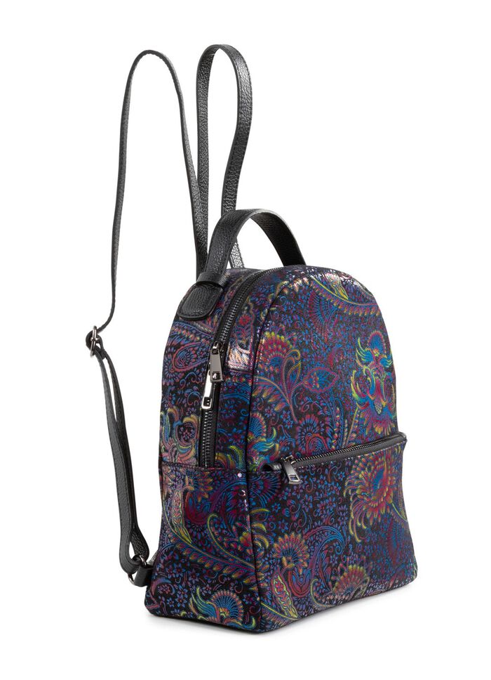 Laurina Rucksack aus bedrucktem Kalbleder SCHWARZ-BUNT