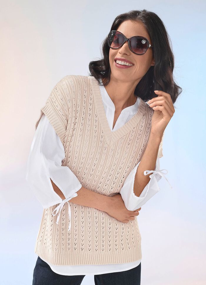 Pullunder mit Ajour- und Strukturmuster 