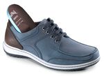 Schn&uuml;rschuhe mit Kontrast-Bes&auml;tzen BLAU-BRAUN