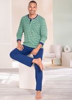 Schlafanzug mit langer Knopfleiste und offenen Abschl&uuml;ssen  