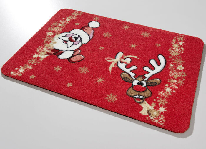Weihnachtliche Fu&szlig;matte mit Latex-R&uuml;ckseite 