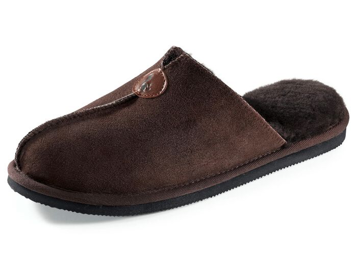 Pantoffel aus edlem Doubleface-Schaffell DUNKELBRAUN