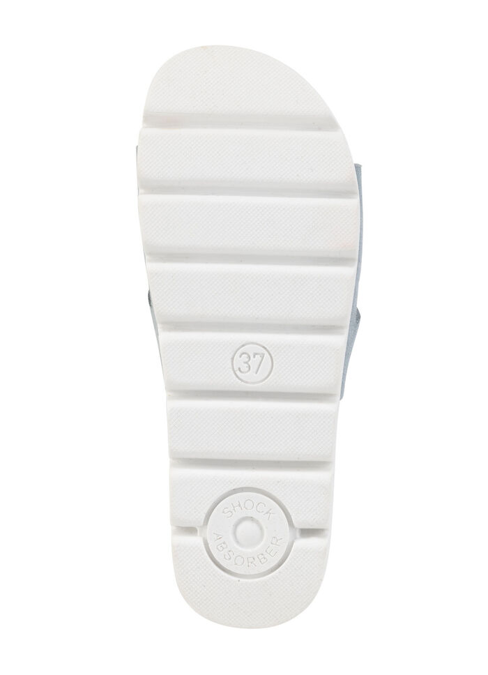 ELENA EDEN, sommerliche Damen-Pantoletten, aus Leder BLEU