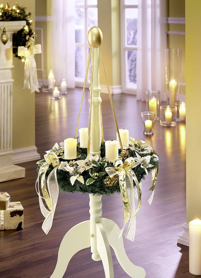 Adventskranz mit üppigem Schleifenschmuck GOLD