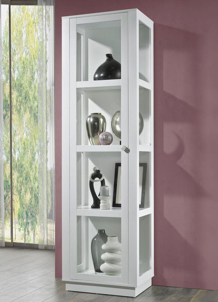 Vitrine mit Aluminiumkn&ouml;pfen in Gold-Optik WEISS