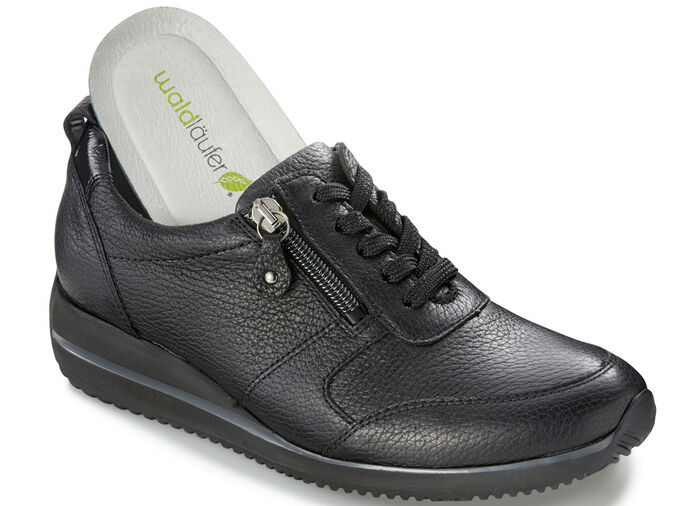 Waldläufer, leichte Damen-Sneaker, Weite H, mit herausnehmbarem Fußbett SCHWARZ