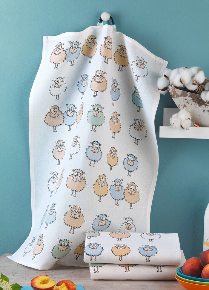 Geschirrt&uuml;cher, 3er-Set, aus Halbleinen 