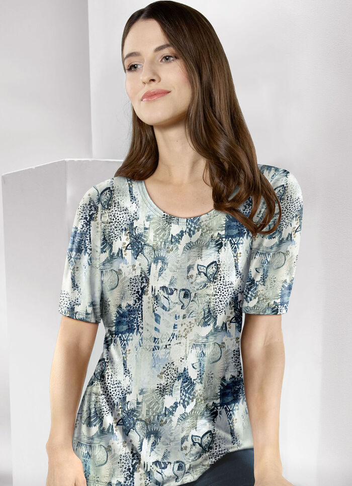 Pulli in Feinstrick ECRU-BLEU-MULTICOLOR