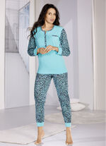 Schlafanzug, Langarm mit Knopfleiste und Bündchenabschlüssen 