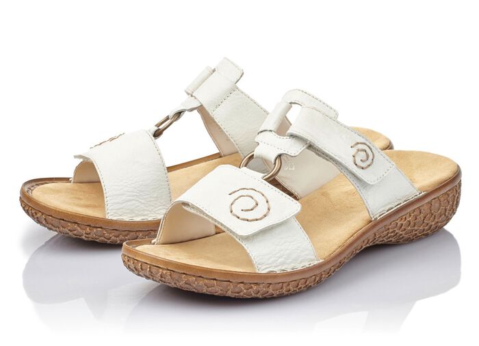 Rieker, modische Damen-Pantoletten, Weite H, mit Klettverschluss 