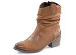 Rieker Western-Stiefelette aus weichem Synthetikmaterial mit Raffung COGNAC
