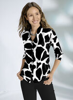 Shirtbluse mit Stehkragen SCHWARZ-WEISS