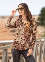 Poloshirt mit kurzer Knopfleiste BRAUN-BEIGE-ROS&Eacute;