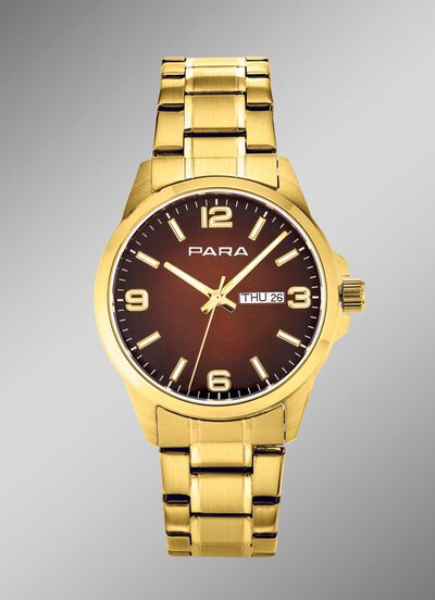 Para-Quartz-Herrenuhr mit Stahlbandgeh&auml;use 