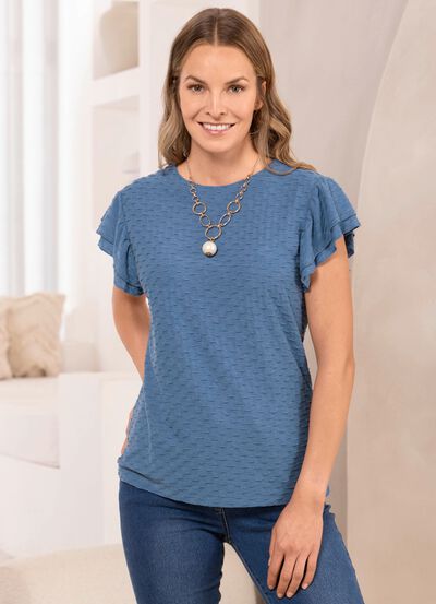 Shirt mit Volant-&Auml;rmeln 