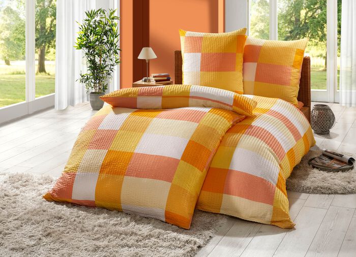 Microfaser-Seersucker Bettw&auml;sche-Garnitur 