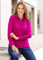 Pullover mit streckenden Strukturstreifen FUCHSIA