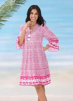 Kleid aus Viskose, allover dessiniert FUCHSIA-WEISS