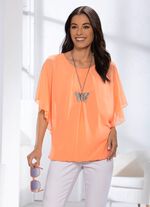 Shirt mit Chiffon-&Uuml;berwurf in 2 Farben APRICOT