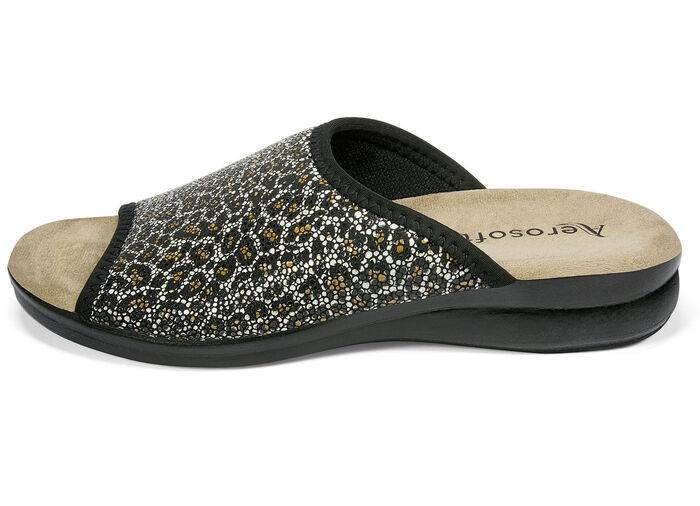 Stretch Sommerschuhe wahlweise als Pantolette oder Sandalette SCHWARZ-LEO