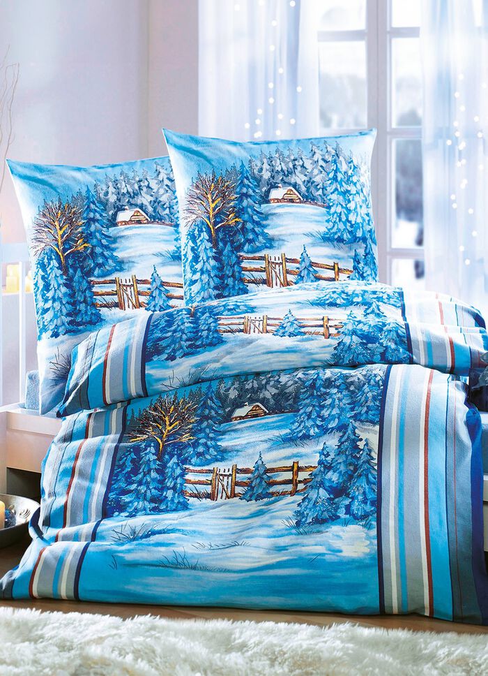 Feinbiber-Bettw&auml;sche-Garnitur mit Sanfor-Ausr&uuml;stung 