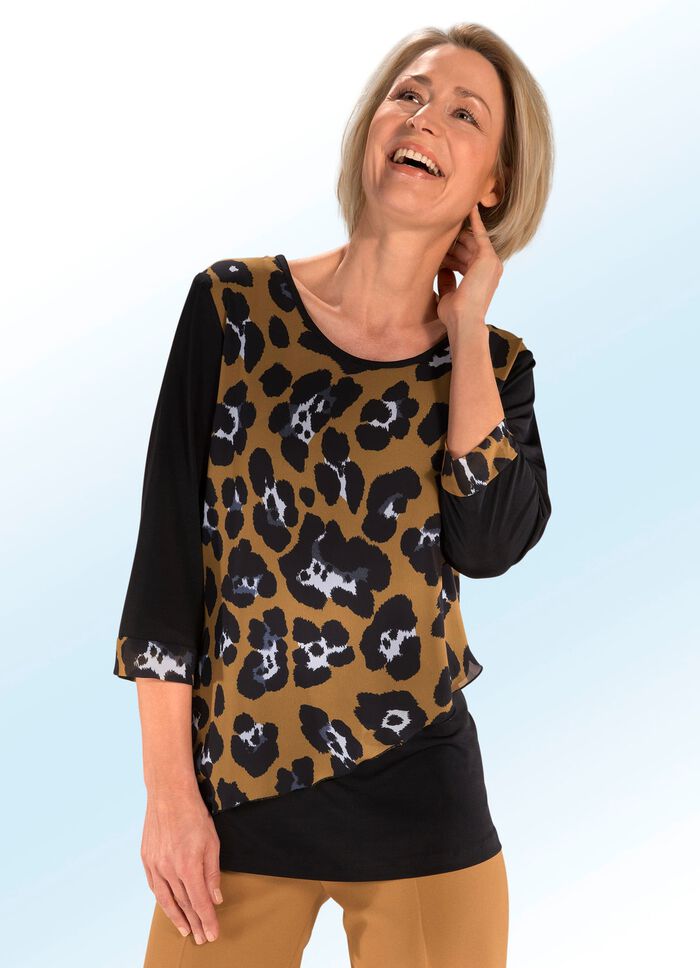 Shirt mit Chiffon-Besatz 