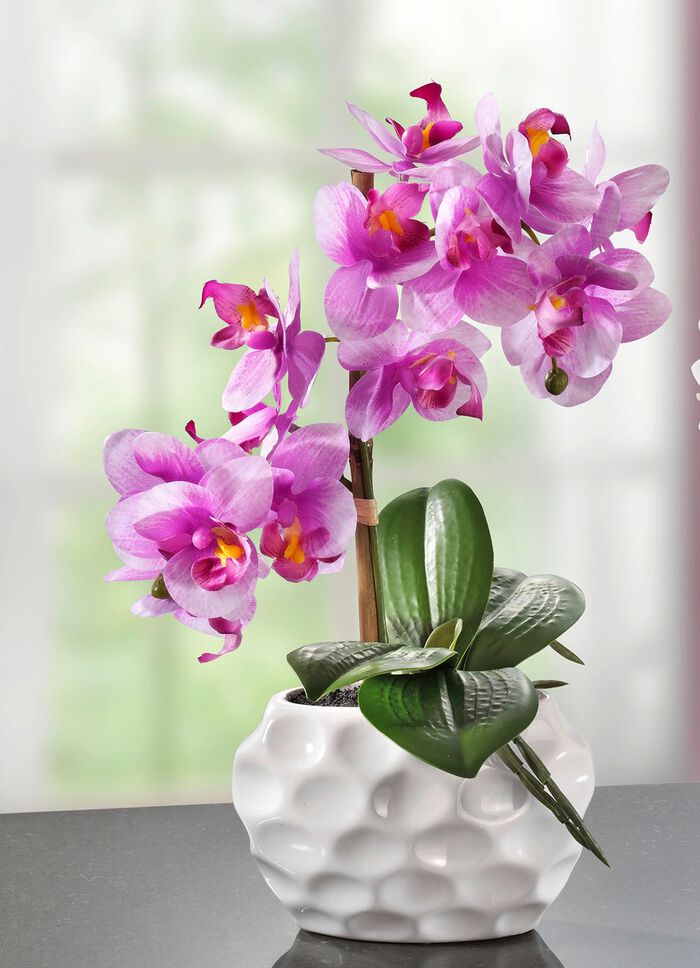 Orchideen-Gesteck in Keramikvase ROSA