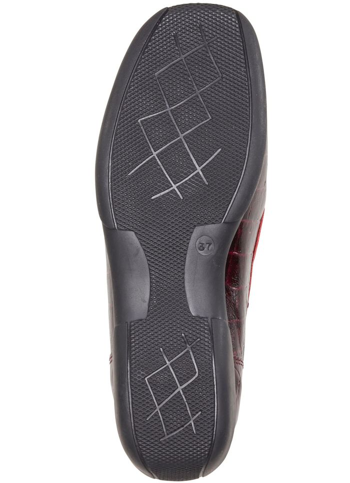 ELENA EDEN Mokassin-Slipper aus krokogepr&auml;gtem Chevreauleder BORDEAUX